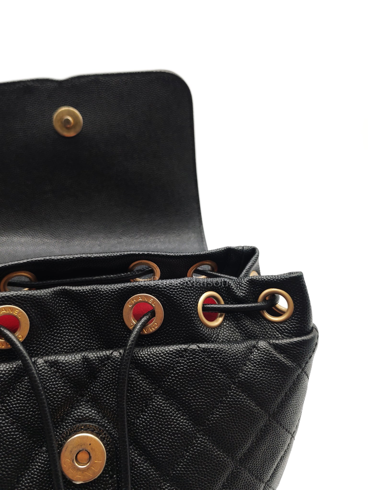 Filigree Backpack in Black Caviar Leather and Aged Gold Hardware Series 28 | Purse Maison Luxury Bags Shop