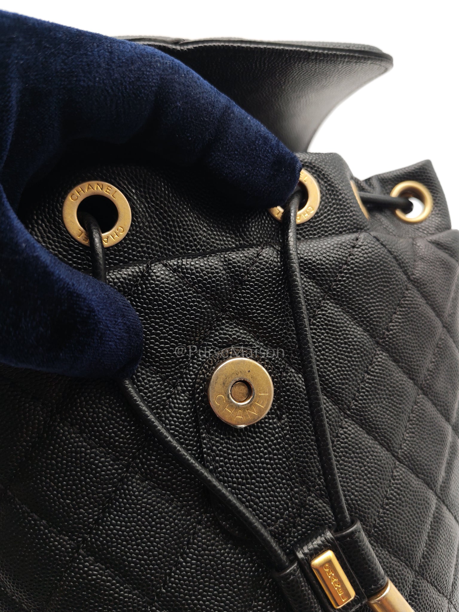 Filigree Backpack in Black Caviar Leather and Aged Gold Hardware Series 28 | Purse Maison Luxury Bags Shop