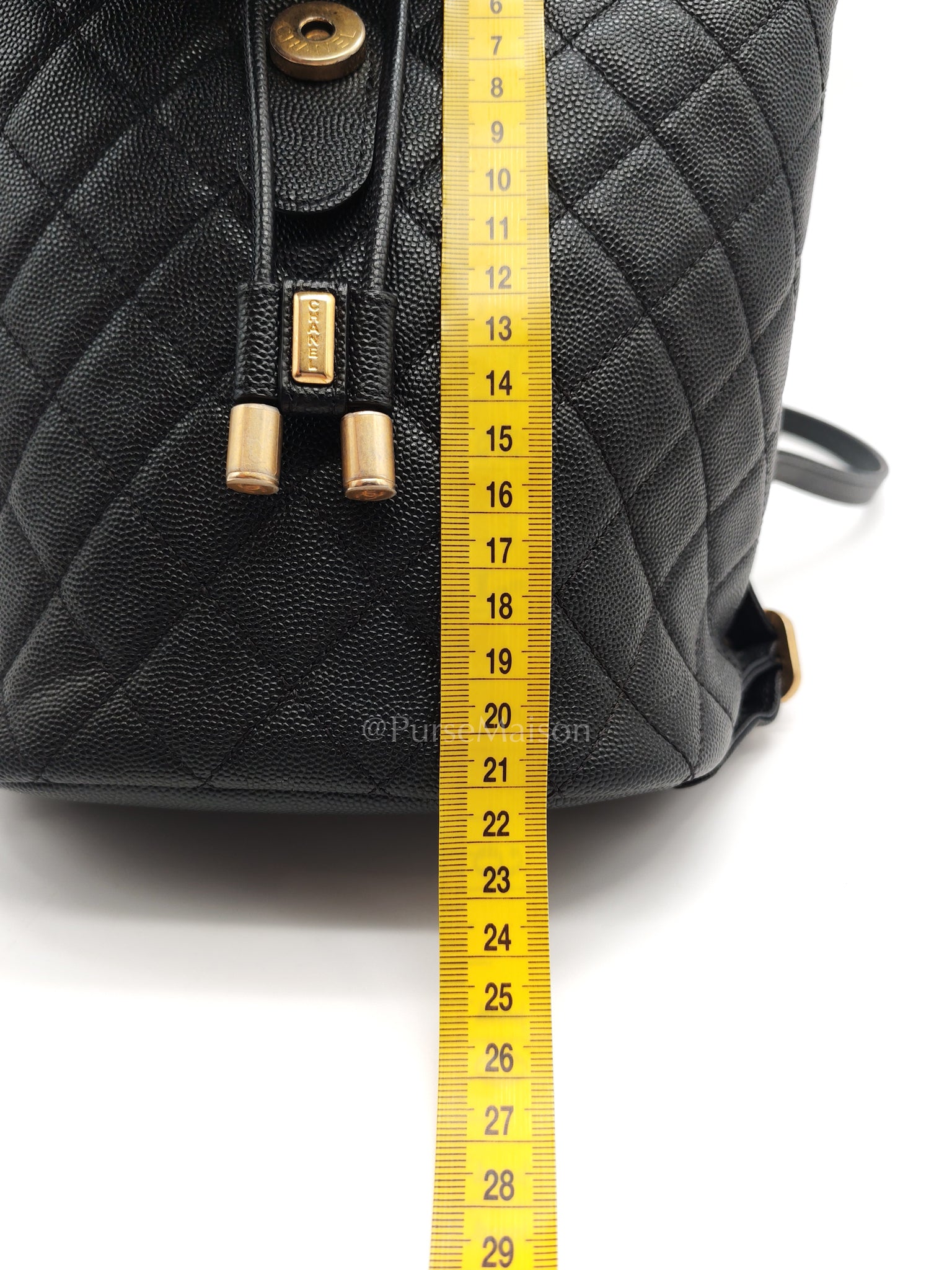 Filigree Backpack in Black Caviar Leather and Aged Gold Hardware Series 28 | Purse Maison Luxury Bags Shop