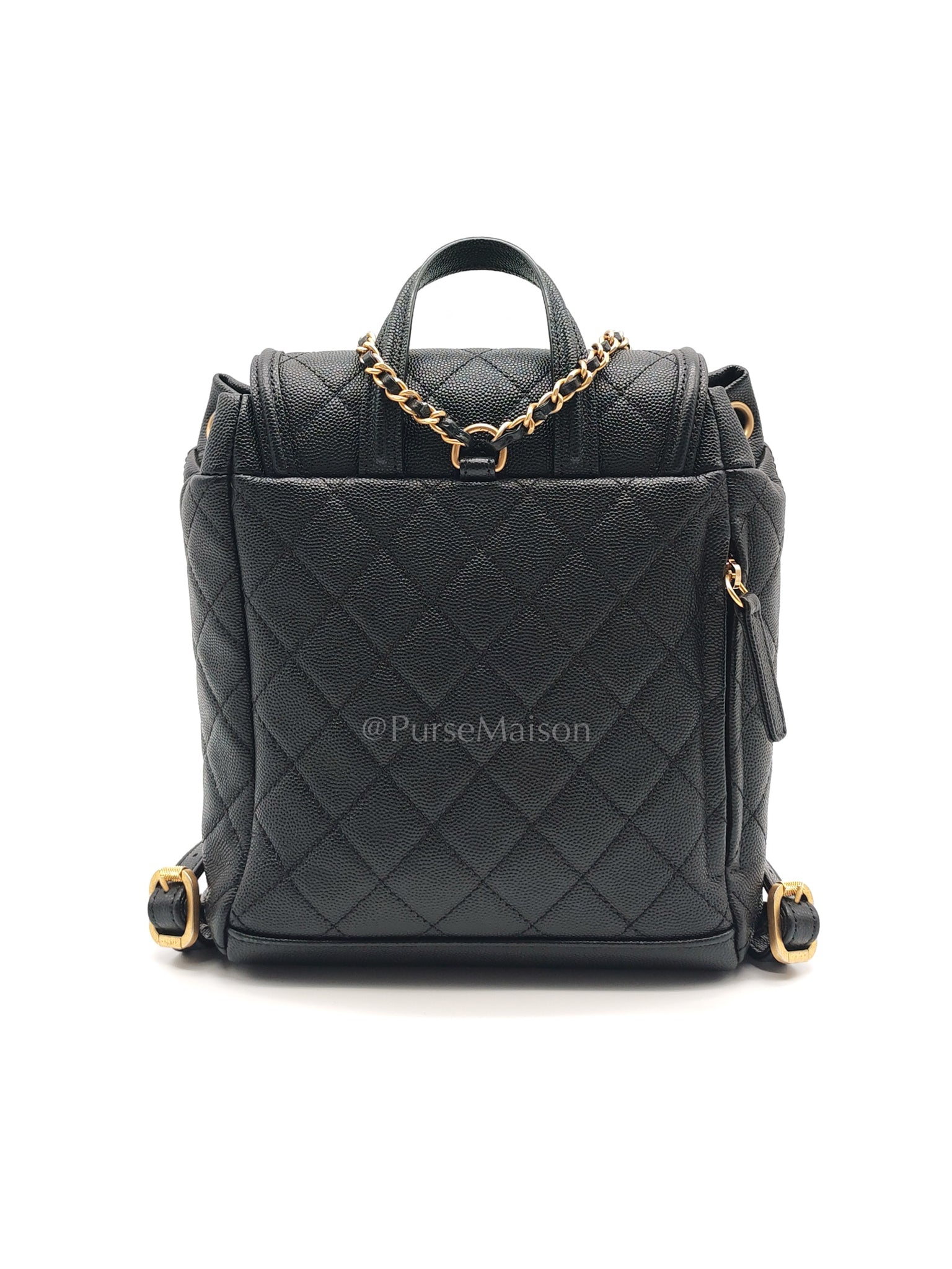 Filigree Backpack in Black Caviar Leather and Aged Gold Hardware Series 28 | Purse Maison Luxury Bags Shop