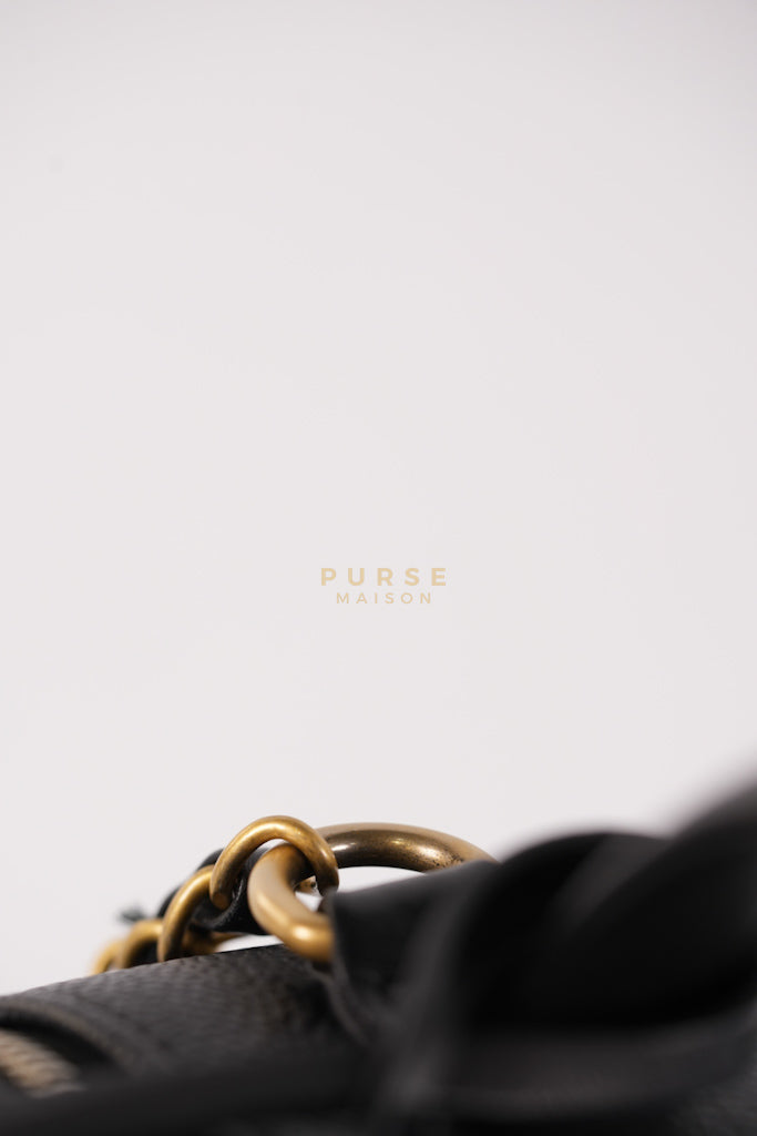 Filigree Large Vanity Case in Black Quilted Caviar Leather and Aged Gold Hardware Series 24 | Purse Maison Luxury Bags Shop