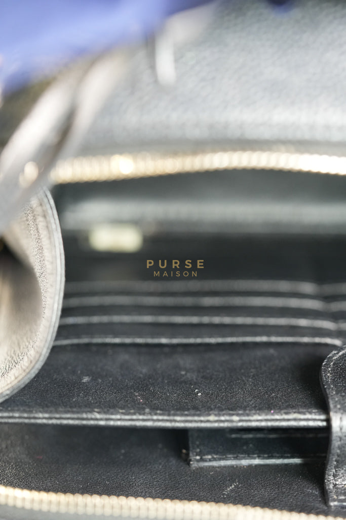 Filigree Large Vanity Case in Black Quilted Caviar Leather and Aged Gold Hardware Series 24 | Purse Maison Luxury Bags Shop