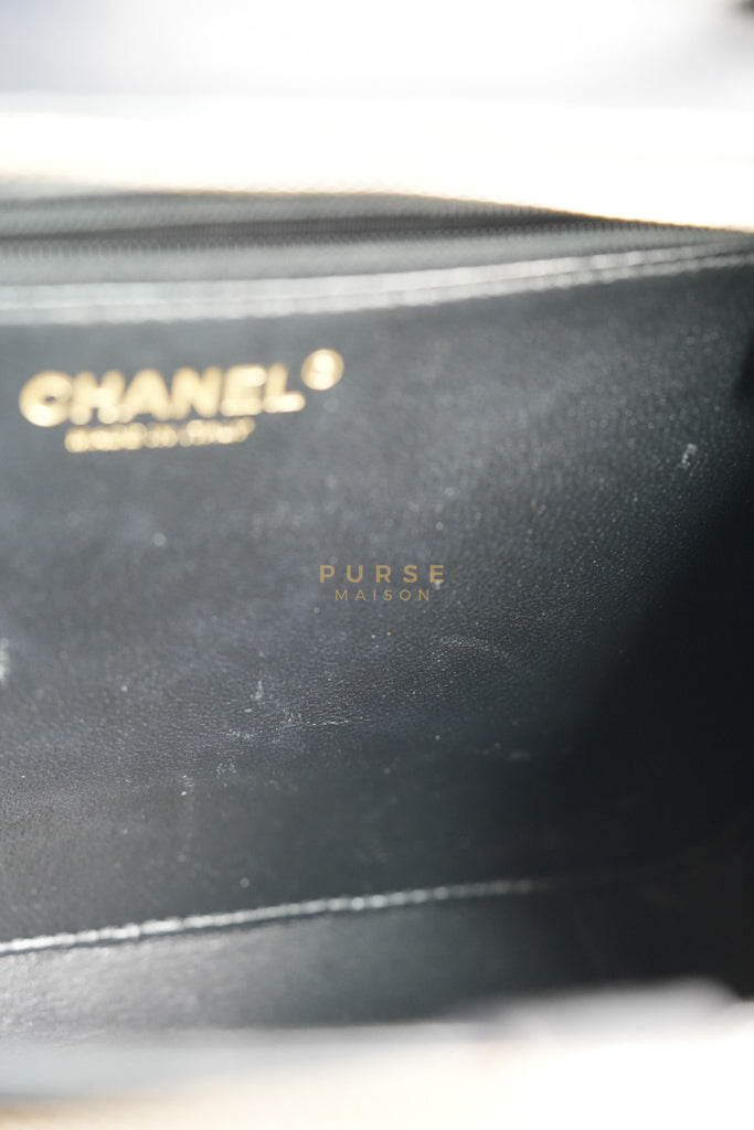 Filigree Large Vanity Case in Black Quilted Caviar Leather and Aged Gold Hardware Series 24 | Purse Maison Luxury Bags Shop