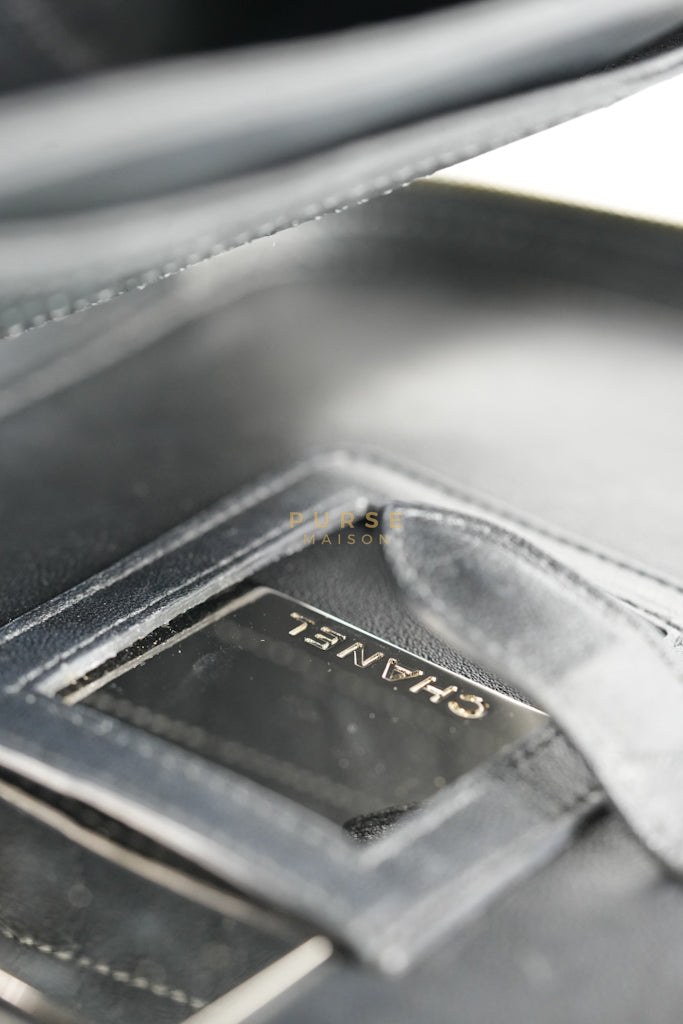 Filigree Large Vanity Case in Black Quilted Caviar Leather and Aged Gold Hardware Series 24 | Purse Maison Luxury Bags Shop