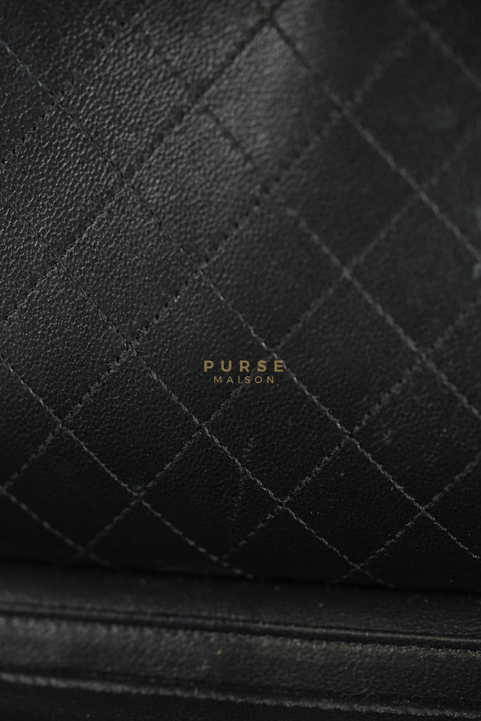 Filigree Large Vanity Case in Black Quilted Caviar Leather and Aged Gold Hardware Series 24 | Purse Maison Luxury Bags Shop