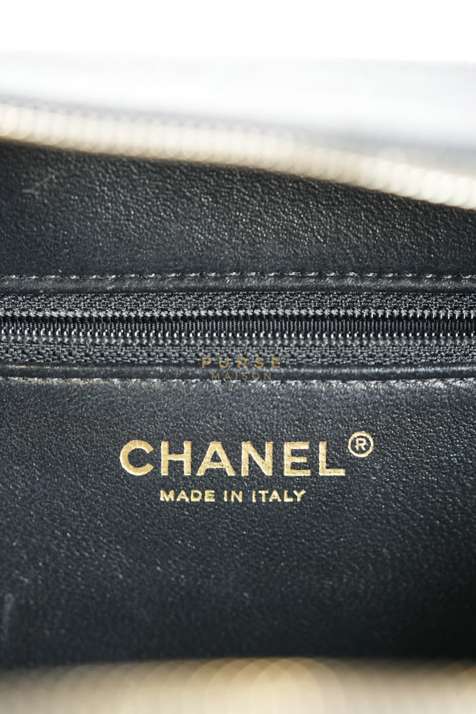 Filigree Large Vanity Case in Black Quilted Caviar Leather and Aged Gold Hardware Series 24 | Purse Maison Luxury Bags Shop