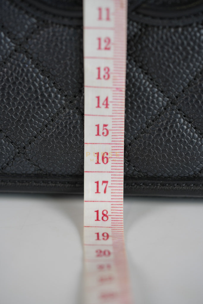 Filigree Large Vanity Case in Black Quilted Caviar Leather and Aged Gold Hardware Series 24 | Purse Maison Luxury Bags Shop