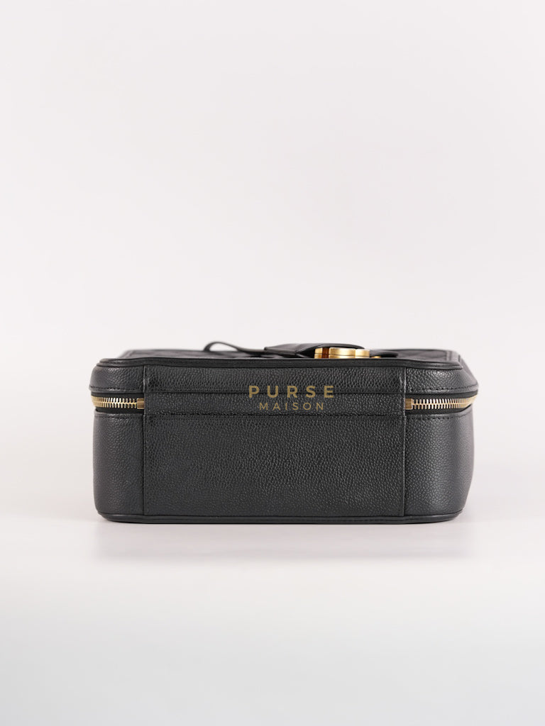 Filigree Large Vanity Case in Black Quilted Caviar Leather and Aged Gold Hardware Series 24 | Purse Maison Luxury Bags Shop