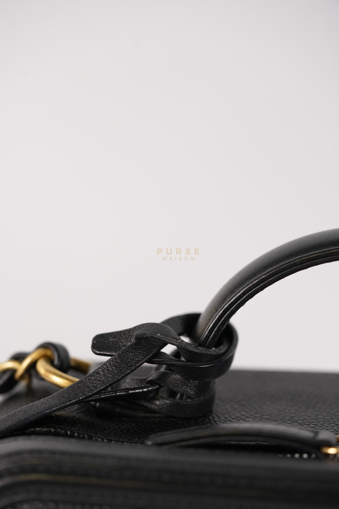 Filigree Large Vanity Case in Black Quilted Caviar Leather and Aged Gold Hardware Series 27 | Purse Maison Luxury Bags Shop