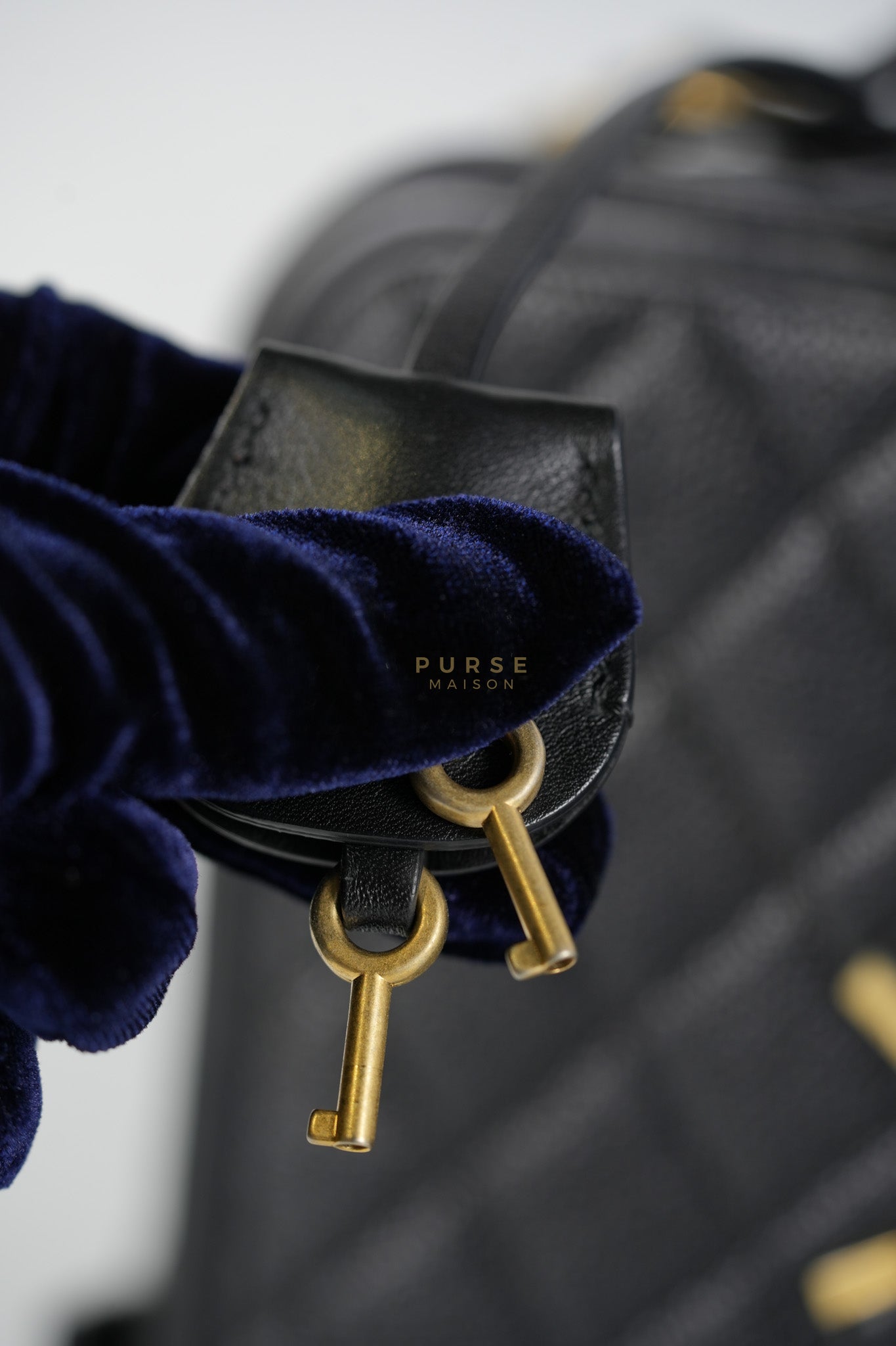 Filigree Large Vanity Case in Black Quilted Caviar Leather and Aged Gold Hardware Series 27 | Purse Maison Luxury Bags Shop