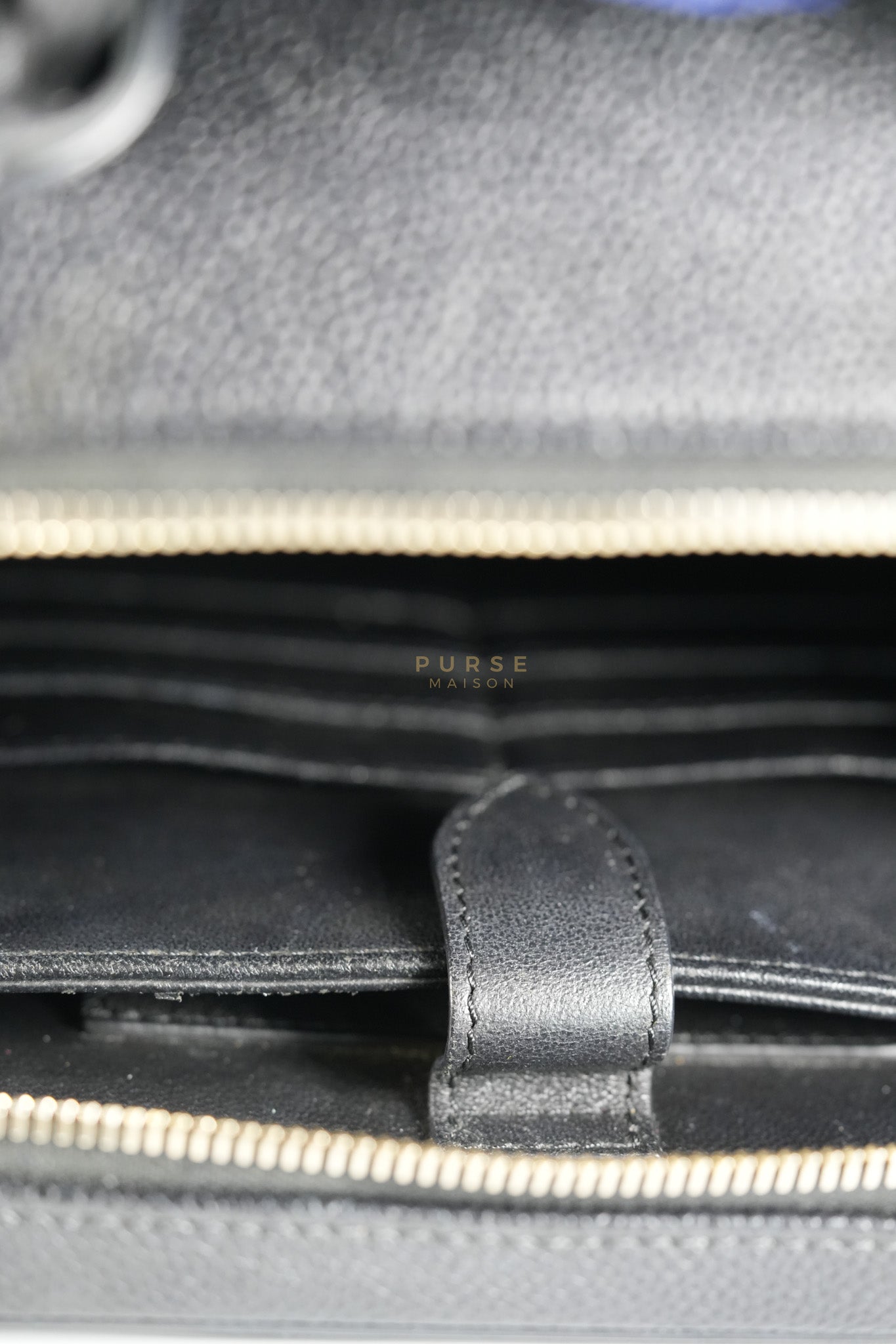 Filigree Large Vanity Case in Black Quilted Caviar Leather and Aged Gold Hardware Series 27 | Purse Maison Luxury Bags Shop