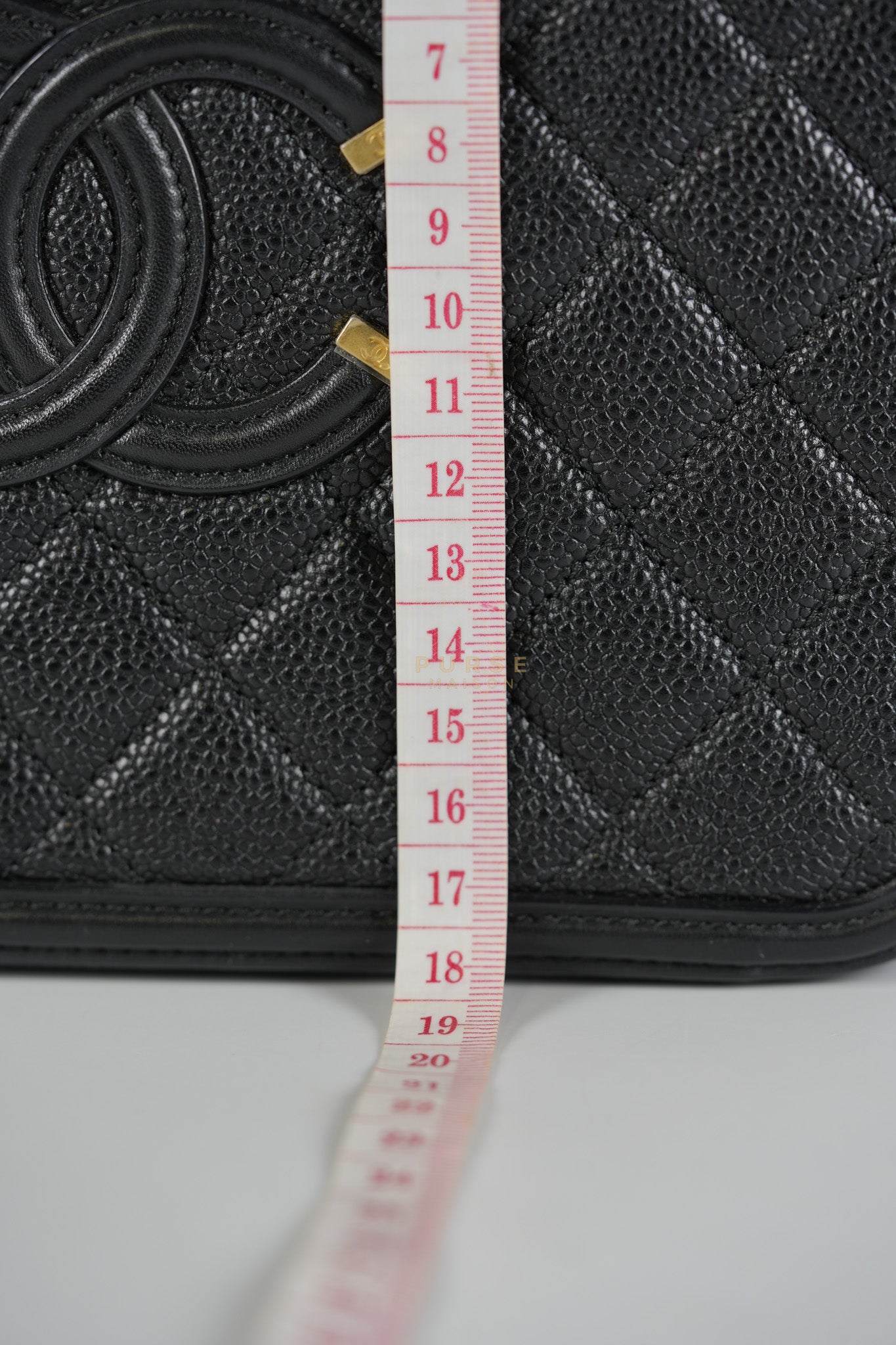 Filigree Large Vanity Case in Black Quilted Caviar Leather and Aged Gold Hardware Series 27 | Purse Maison Luxury Bags Shop