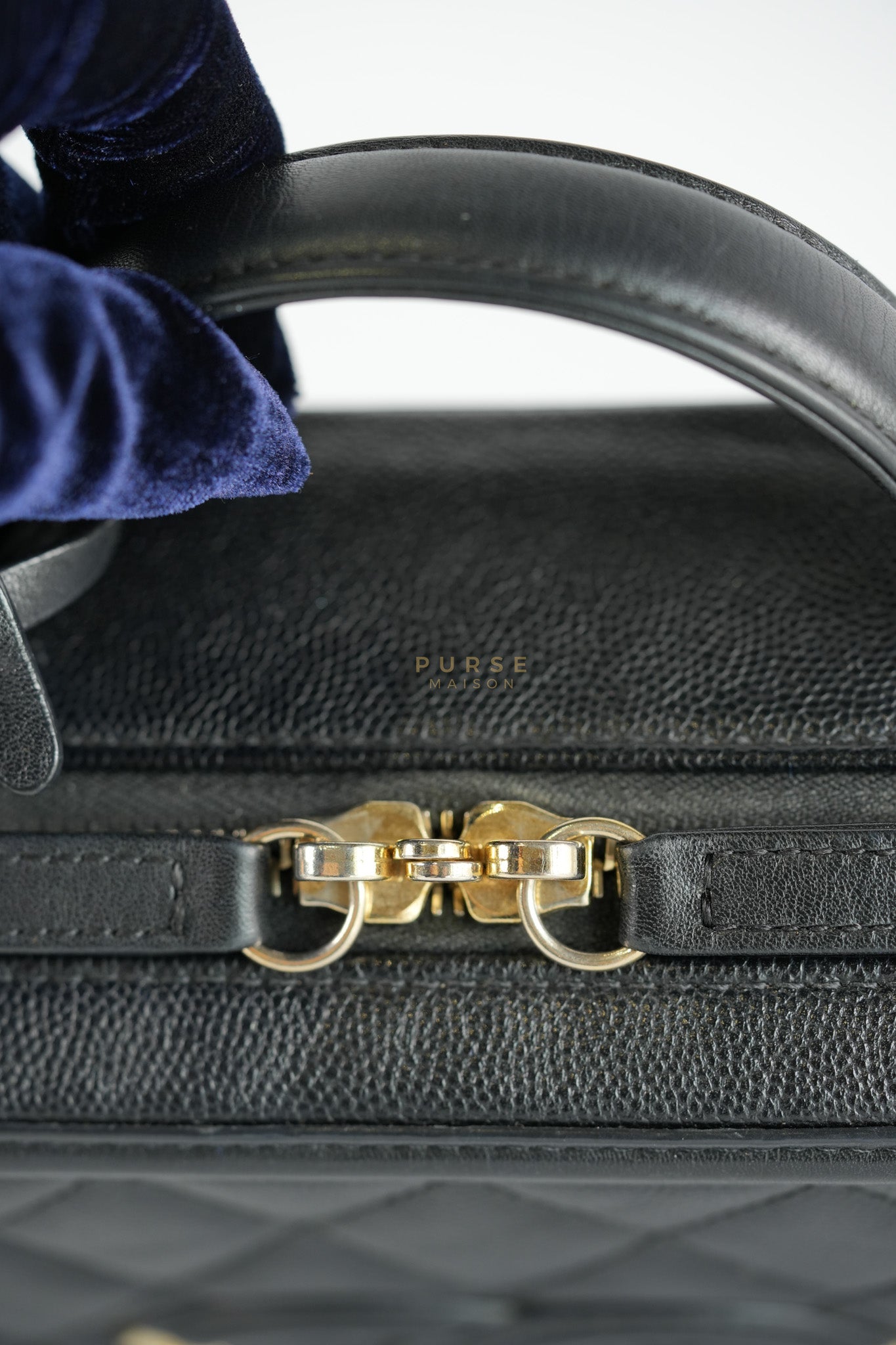 Filigree Medium Vanity Case in Black Caviar Leather and Aged Gold Hardware Series 26 | Purse Maison Luxury Bags Shop