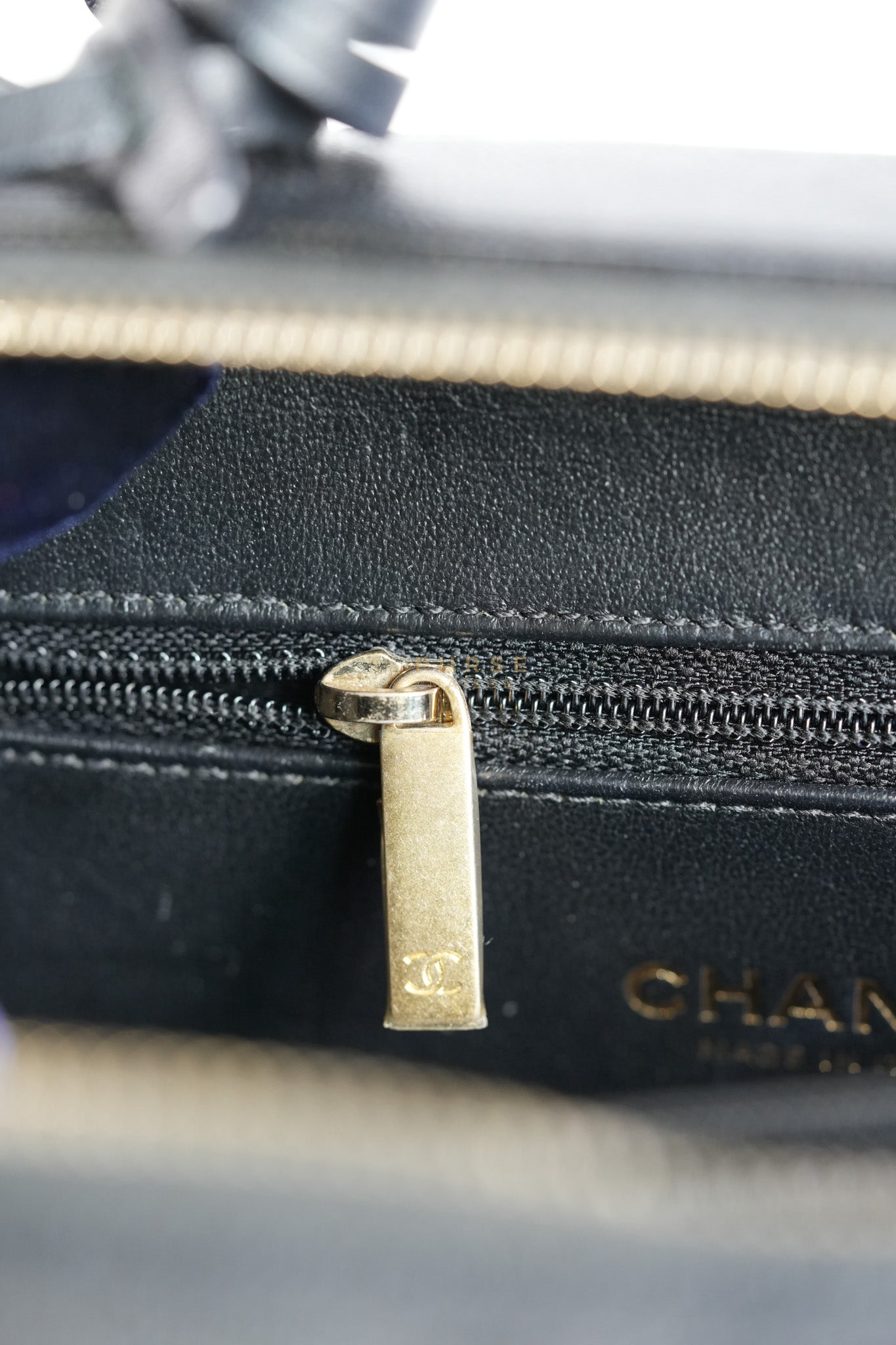 Filigree Medium Vanity Case in Black Caviar Leather and Aged Gold Hardware Series 26 | Purse Maison Luxury Bags Shop