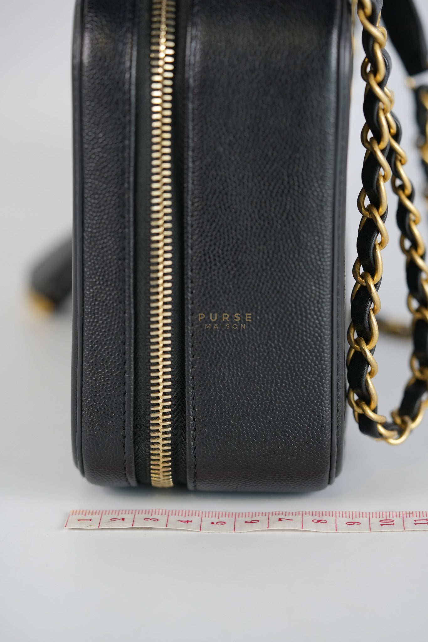 Filigree Medium Vanity Case in Black Caviar Leather and Aged Gold Hardware Series 26 | Purse Maison Luxury Bags Shop