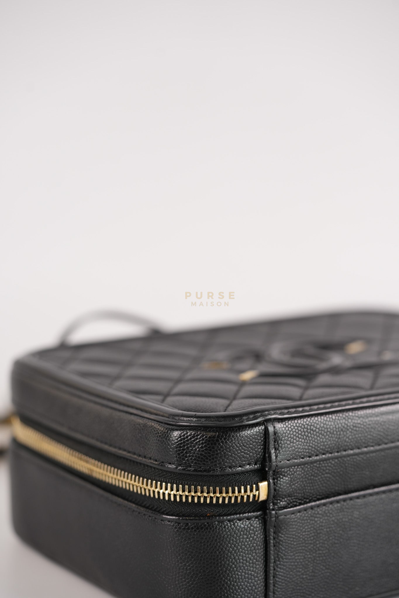 Filigree Medium Vanity Case in Black Caviar Leather and Aged Gold Hardware Series 26 | Purse Maison Luxury Bags Shop