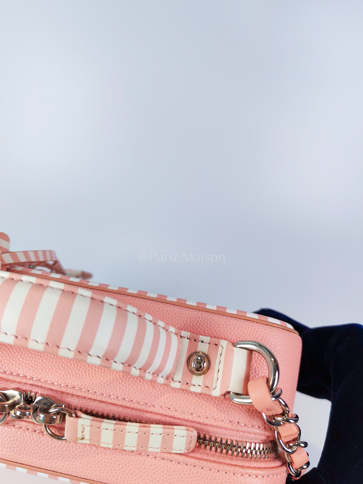 Filigree Vanity Case in Medium Pink Caviar Leather and Silver Hardware Series 26 | Purse Maison Luxury Bags Shop
