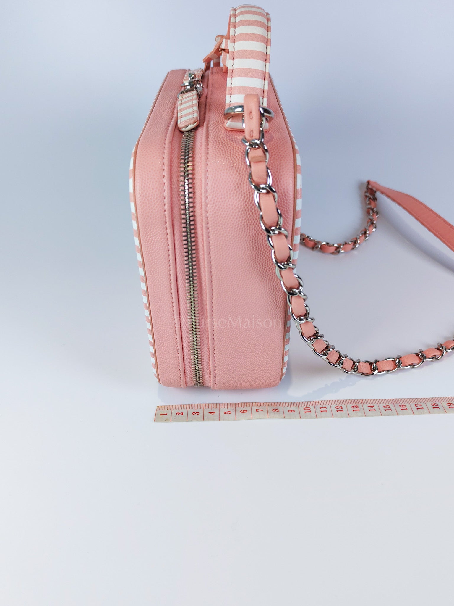 Filigree Vanity Case in Medium Pink Caviar Leather and Silver Hardware Series 26 | Purse Maison Luxury Bags Shop