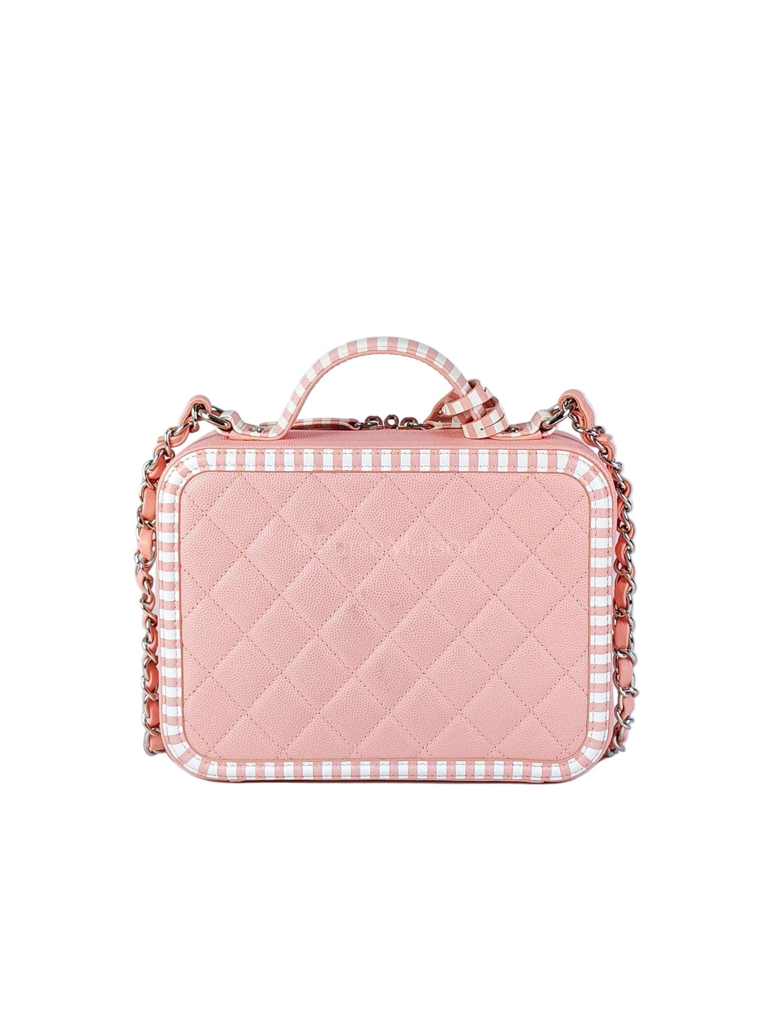 Filigree Vanity Case in Medium Pink Caviar Leather and Silver Hardware Series 26 | Purse Maison Luxury Bags Shop