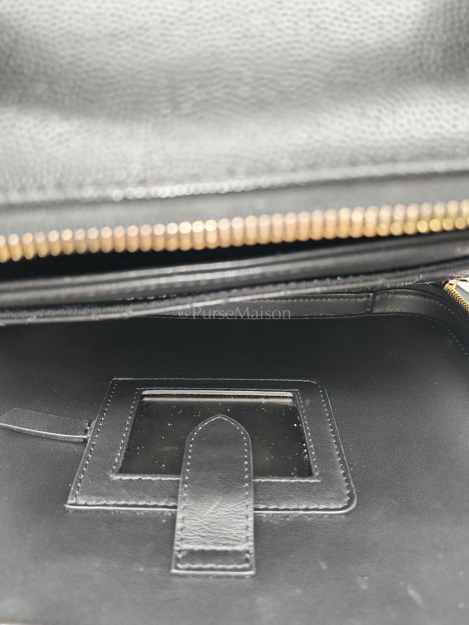 Filigree Vanity Case Large Black Caviar Leather in Light Gold Hardware (Series 30) | Purse Maison Luxury Bags Shop