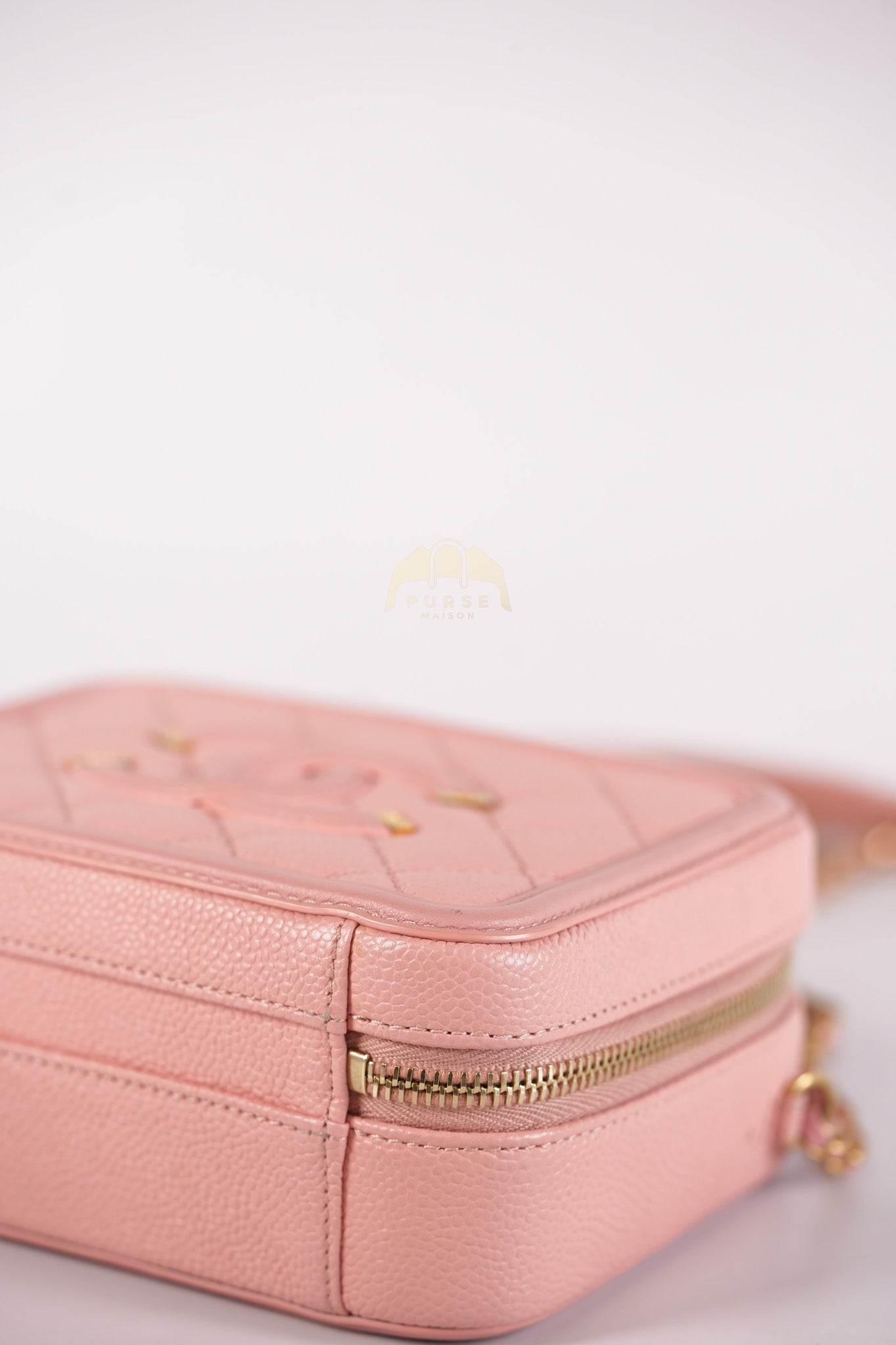 Filigree Vanity Case Small in Pink Caviar Leather Aged Gold Hardware Series 27 | Purse Maison Luxury Bags Shop