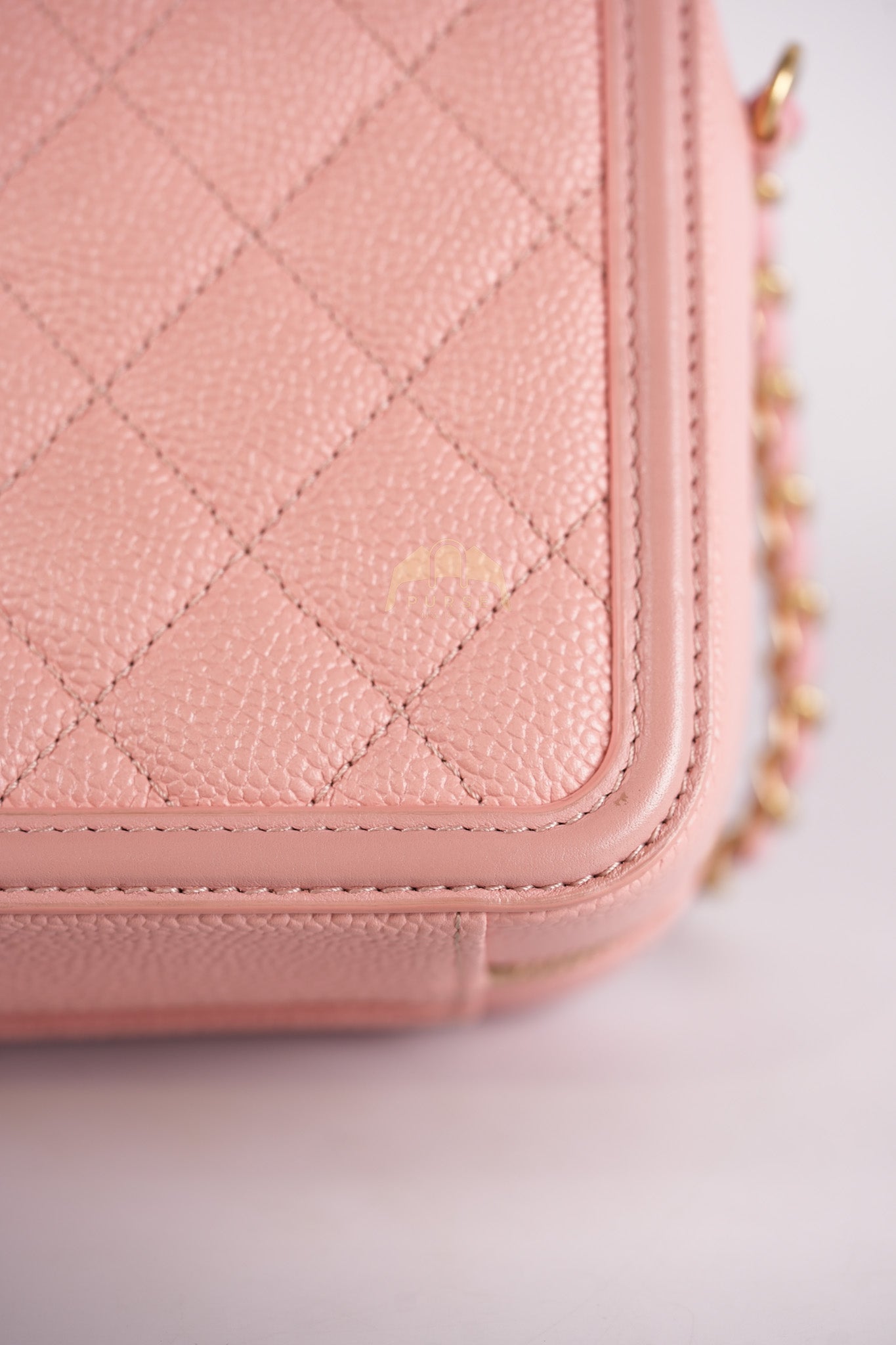 Filigree Vanity Case Small in Pink Caviar Leather Aged Gold Hardware Series 27 | Purse Maison Luxury Bags Shop