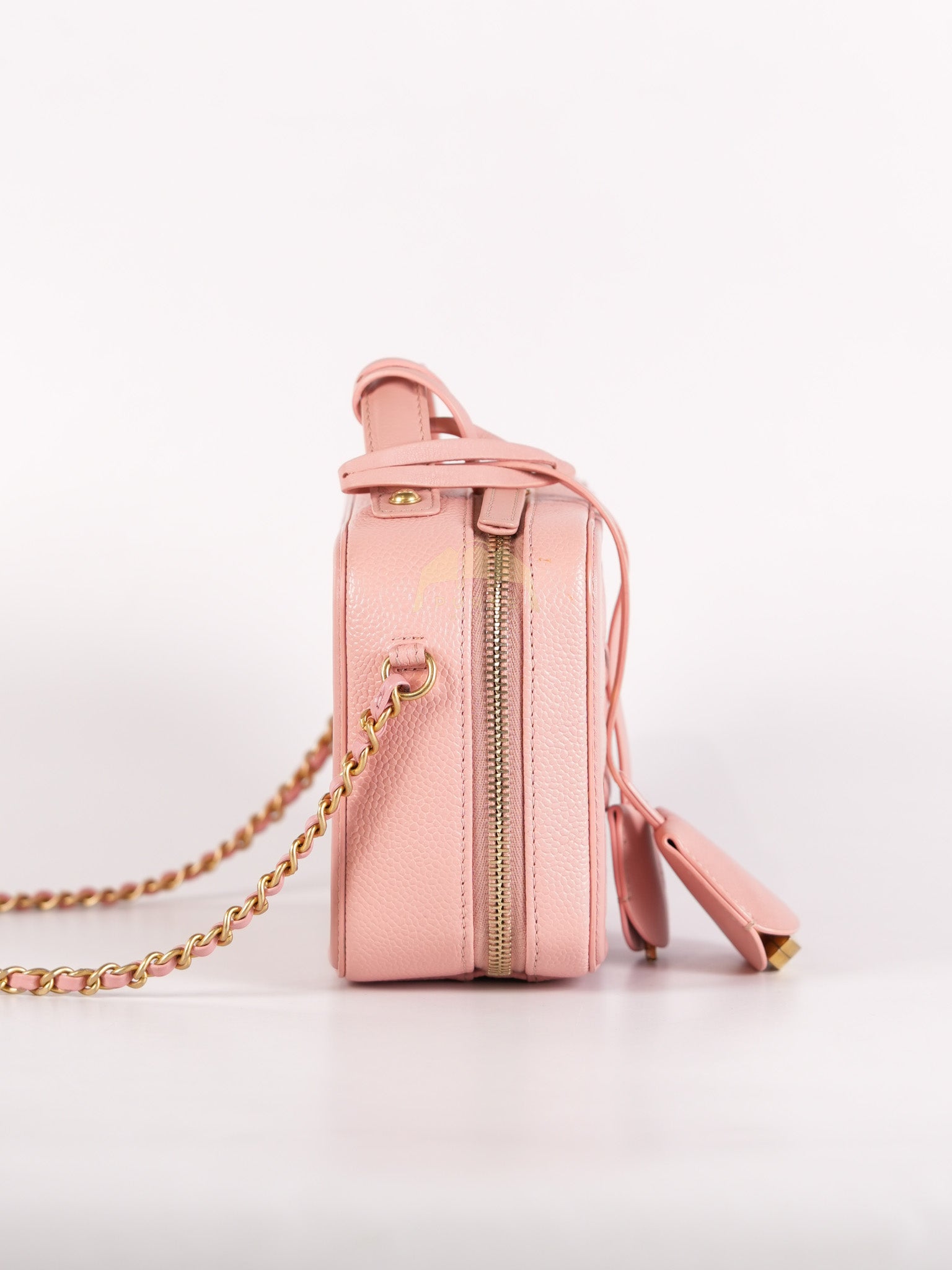 Filigree Vanity Case Small in Pink Caviar Leather Aged Gold Hardware Series 27 | Purse Maison Luxury Bags Shop