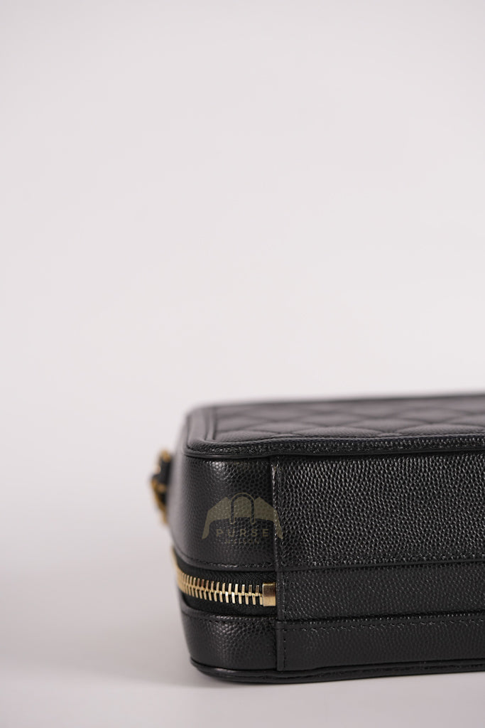 Filigree Vanity Small in Black Quilted Caviar and Aged Gold Hardware (Series 28) | Purse Maison Luxury Bags Shop