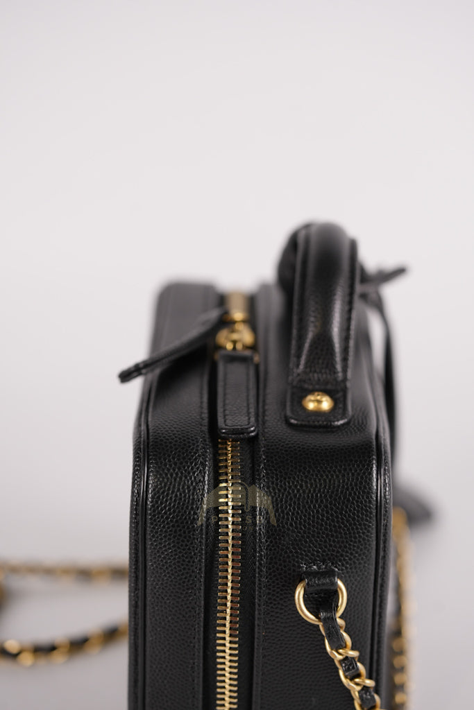 Filigree Vanity Small in Black Quilted Caviar and Aged Gold Hardware (Series 28) | Purse Maison Luxury Bags Shop