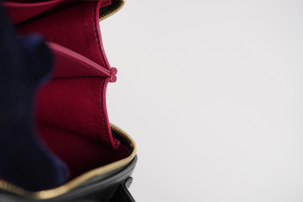 Filigree Vanity Small in Black Quilted Caviar and Aged Gold Hardware (Series 28) | Purse Maison Luxury Bags Shop