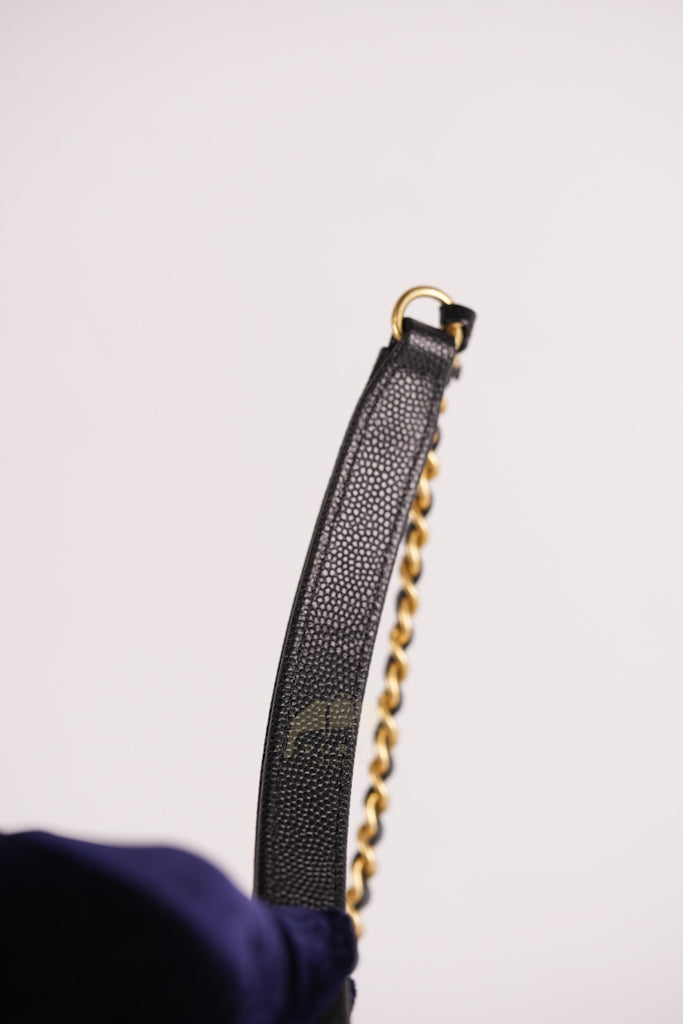 Filigree Vanity Small in Black Quilted Caviar and Aged Gold Hardware (Series 28) | Purse Maison Luxury Bags Shop