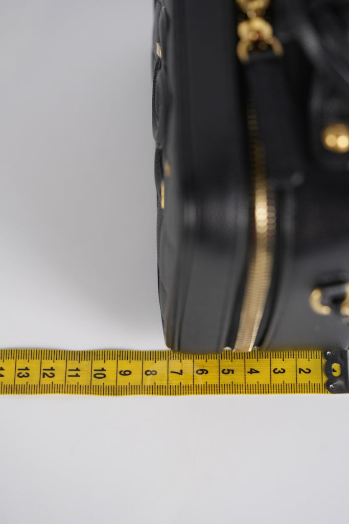 Filigree Vanity Small in Black Quilted Caviar and Aged Gold Hardware (Series 28) | Purse Maison Luxury Bags Shop