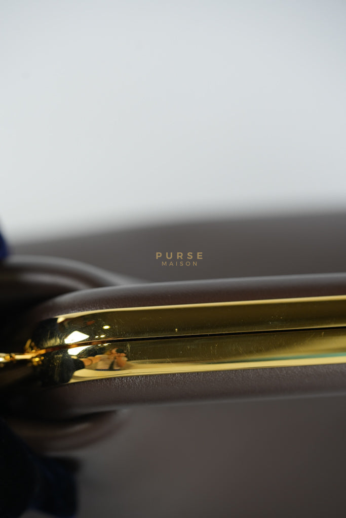 First Medium in Chocolate Shiny Calfskin Leather Two-Way Bag | Purse Maison Luxury Bags Shop