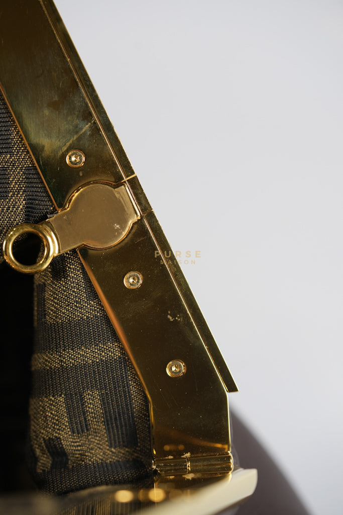 First Medium in Chocolate Shiny Calfskin Leather Two-Way Bag | Purse Maison Luxury Bags Shop