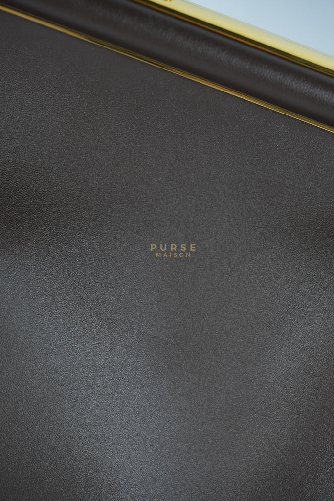 First Medium in Chocolate Shiny Calfskin Leather Two-Way Bag | Purse Maison Luxury Bags Shop