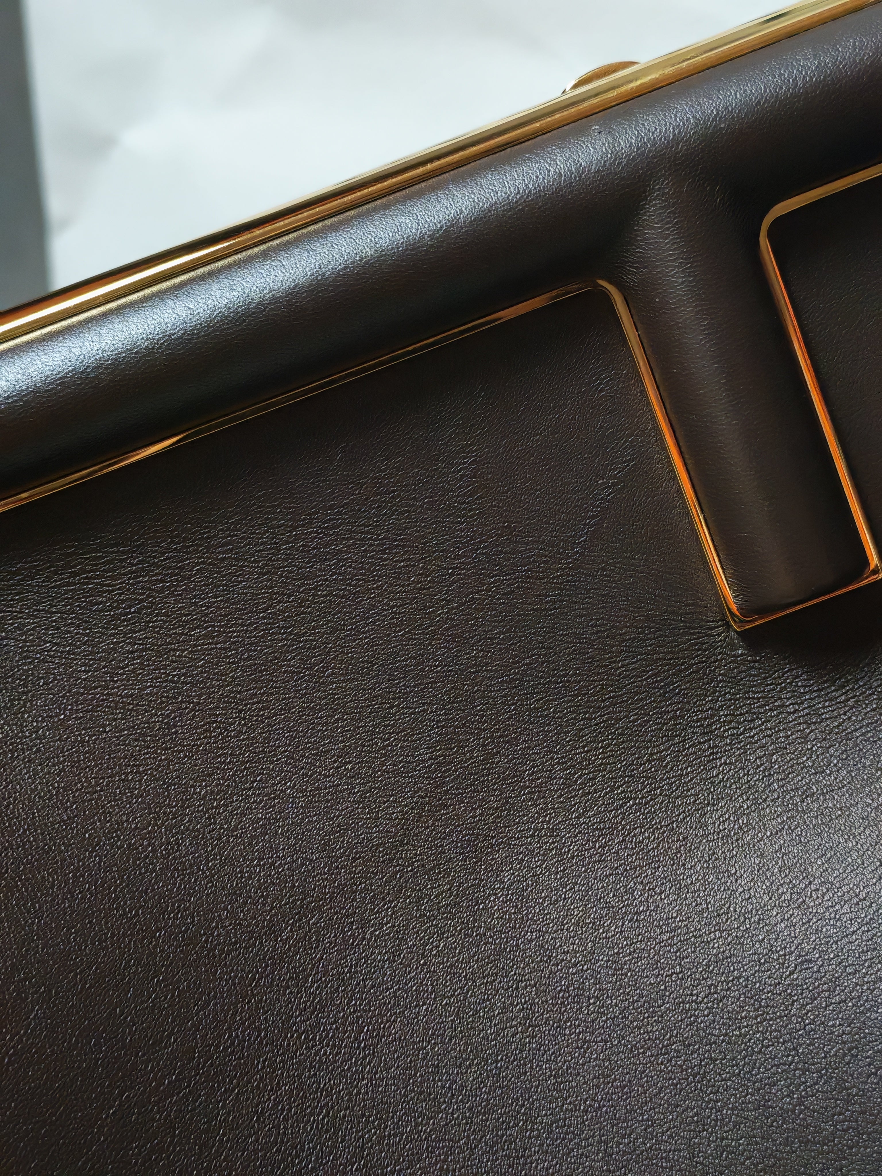 First Medium in Chocolate Shiny Calfskin Leather Two-Way Bag | Purse Maison Luxury Bags Shop