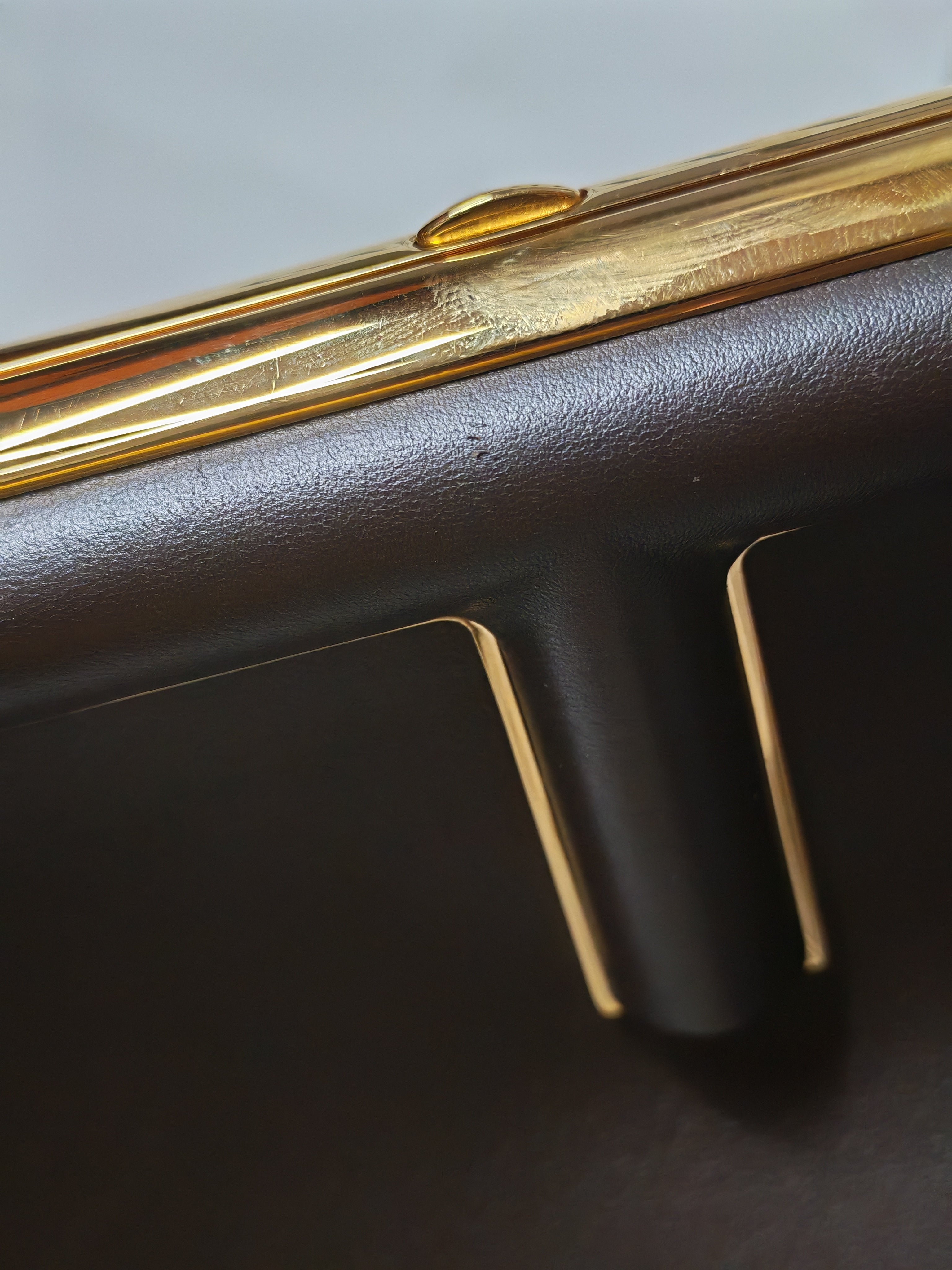 First Medium in Chocolate Shiny Calfskin Leather Two-Way Bag | Purse Maison Luxury Bags Shop