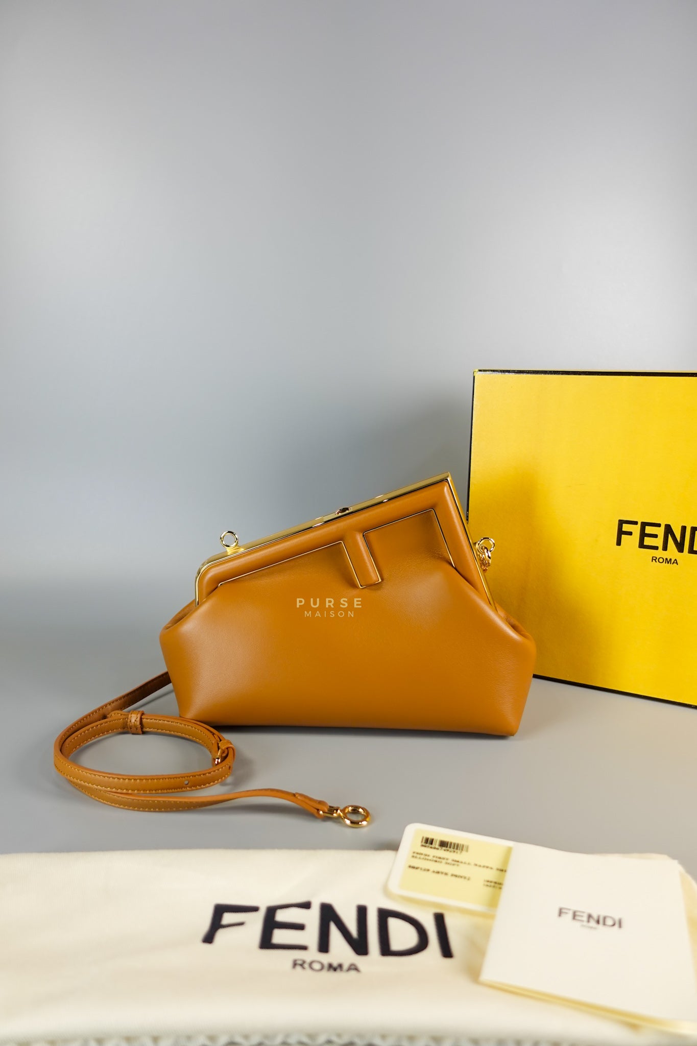 First Napa Leather Bag Camel Small | Purse Maison Luxury Bags Shop