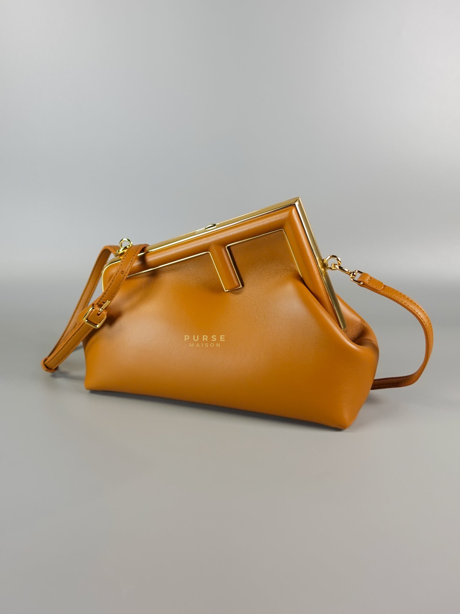 First Napa Leather Bag Camel Small | Purse Maison Luxury Bags Shop