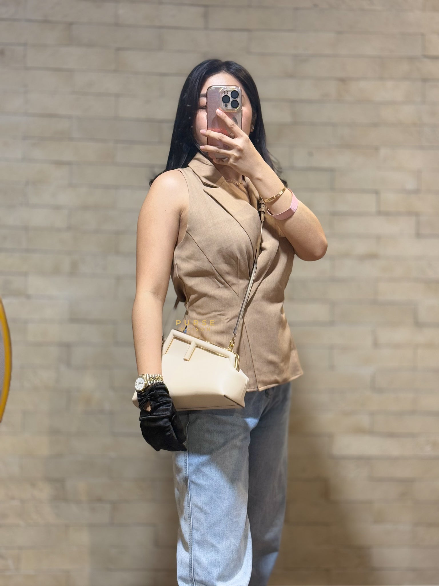 First Napa Leather Bag off-white Small | Purse Maison Luxury Bags Shop