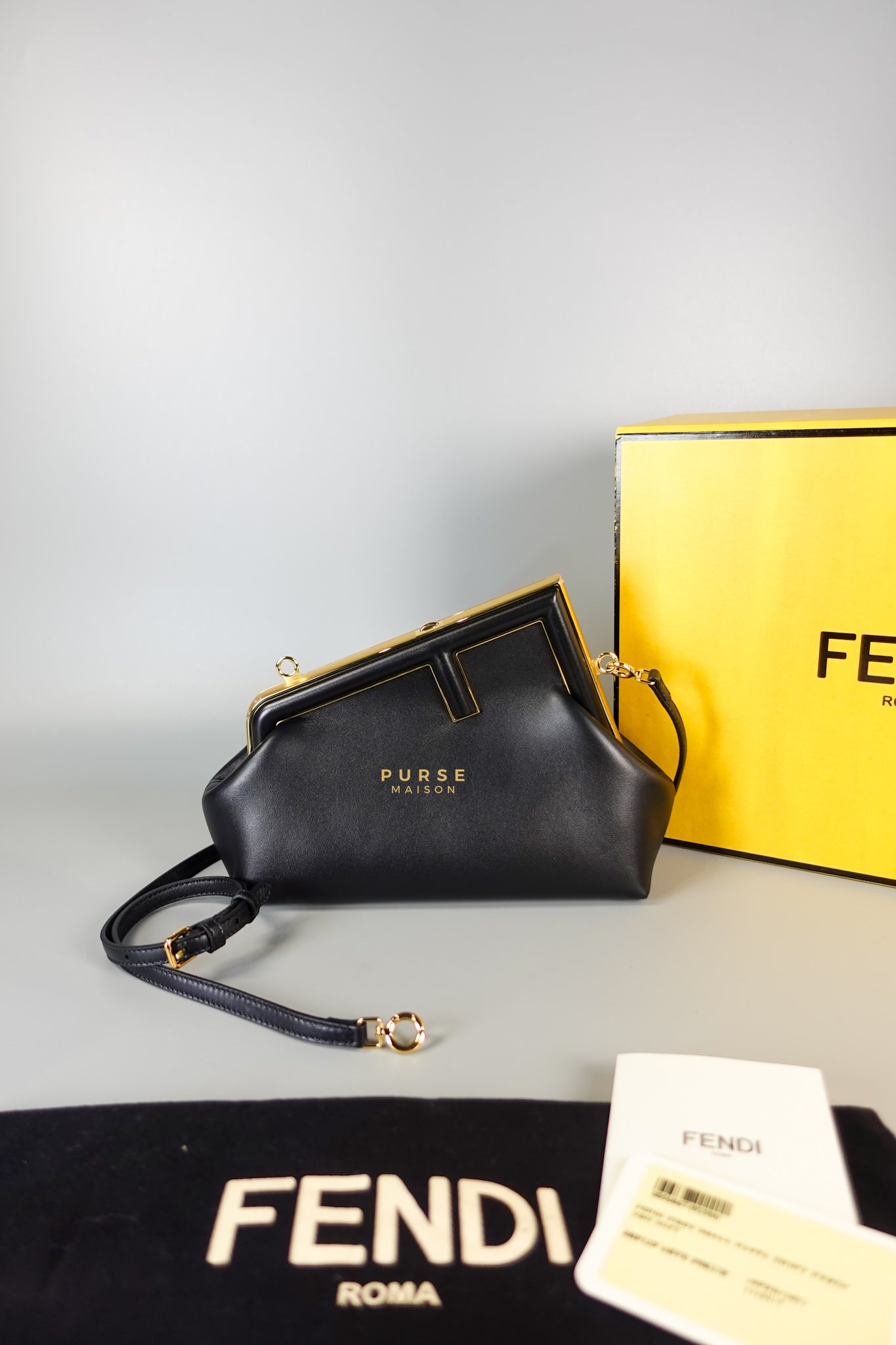 First Small in Noir Nappa Bag | Purse Maison Luxury Bags Shop