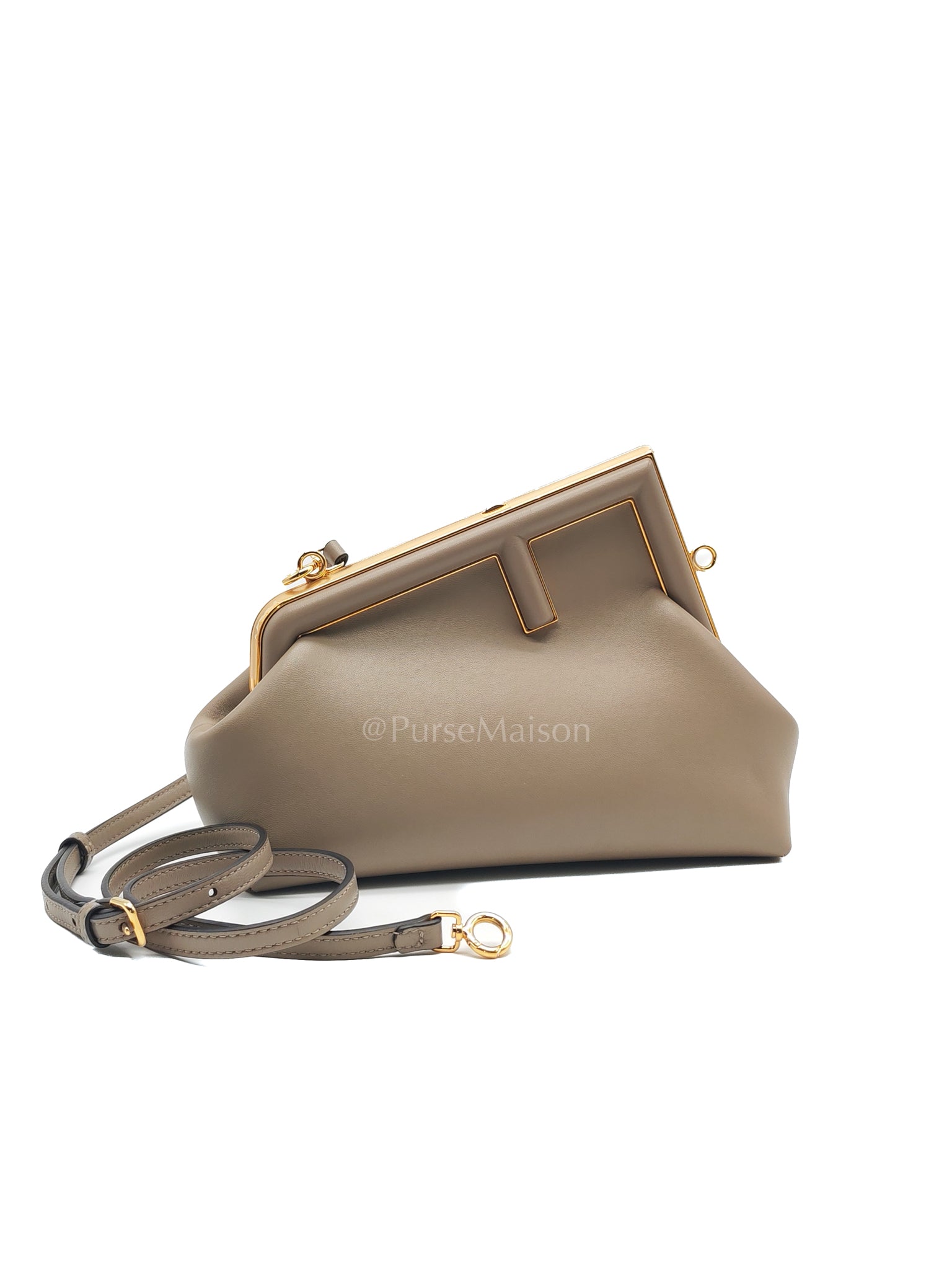 First Small Nappa in Shiny Torto Dark Beige Smooth Calfskin Leather | Purse Maison Luxury Bags Shop