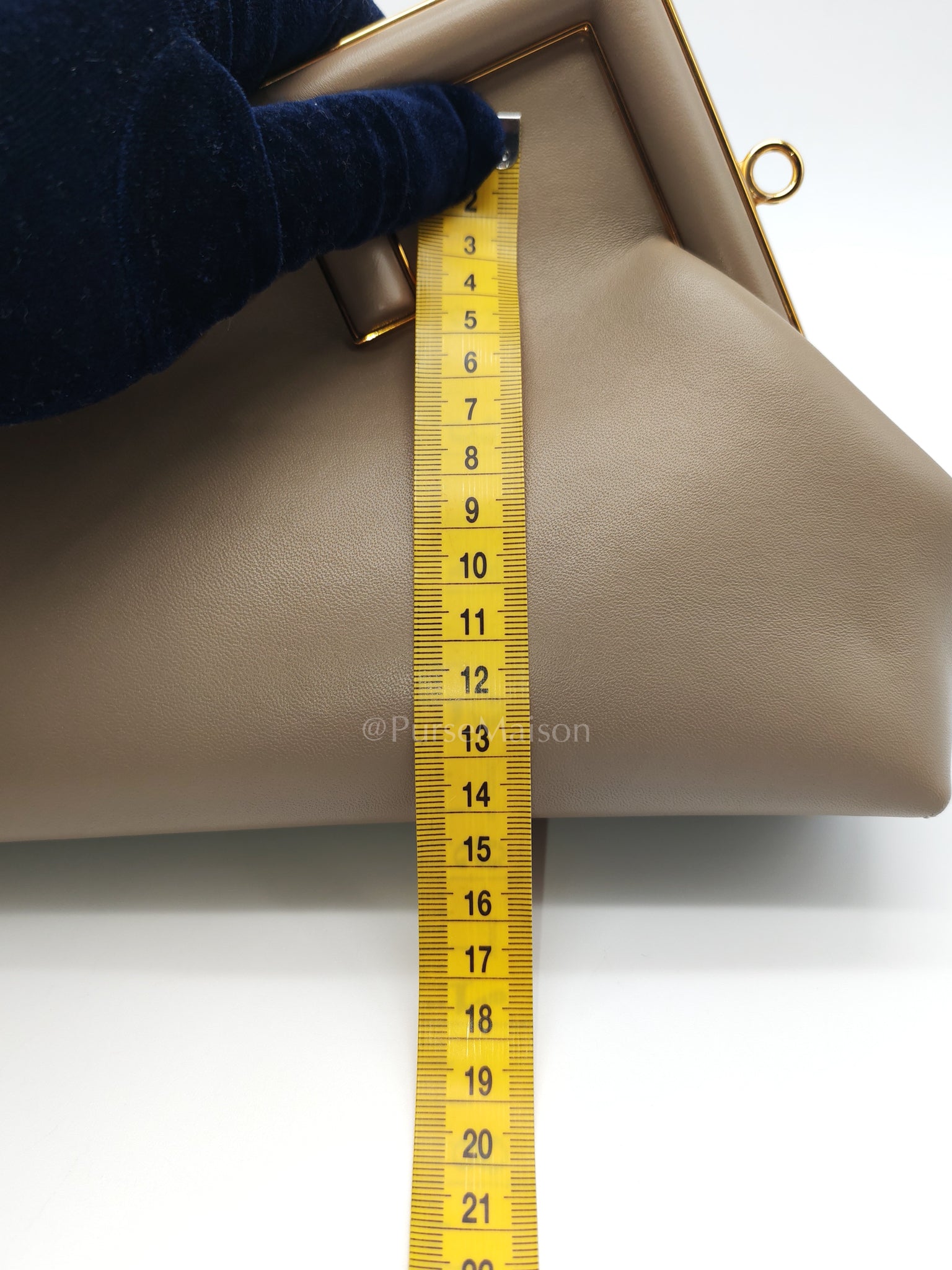 First Small Nappa in Shiny Torto Dark Beige Smooth Calfskin Leather | Purse Maison Luxury Bags Shop