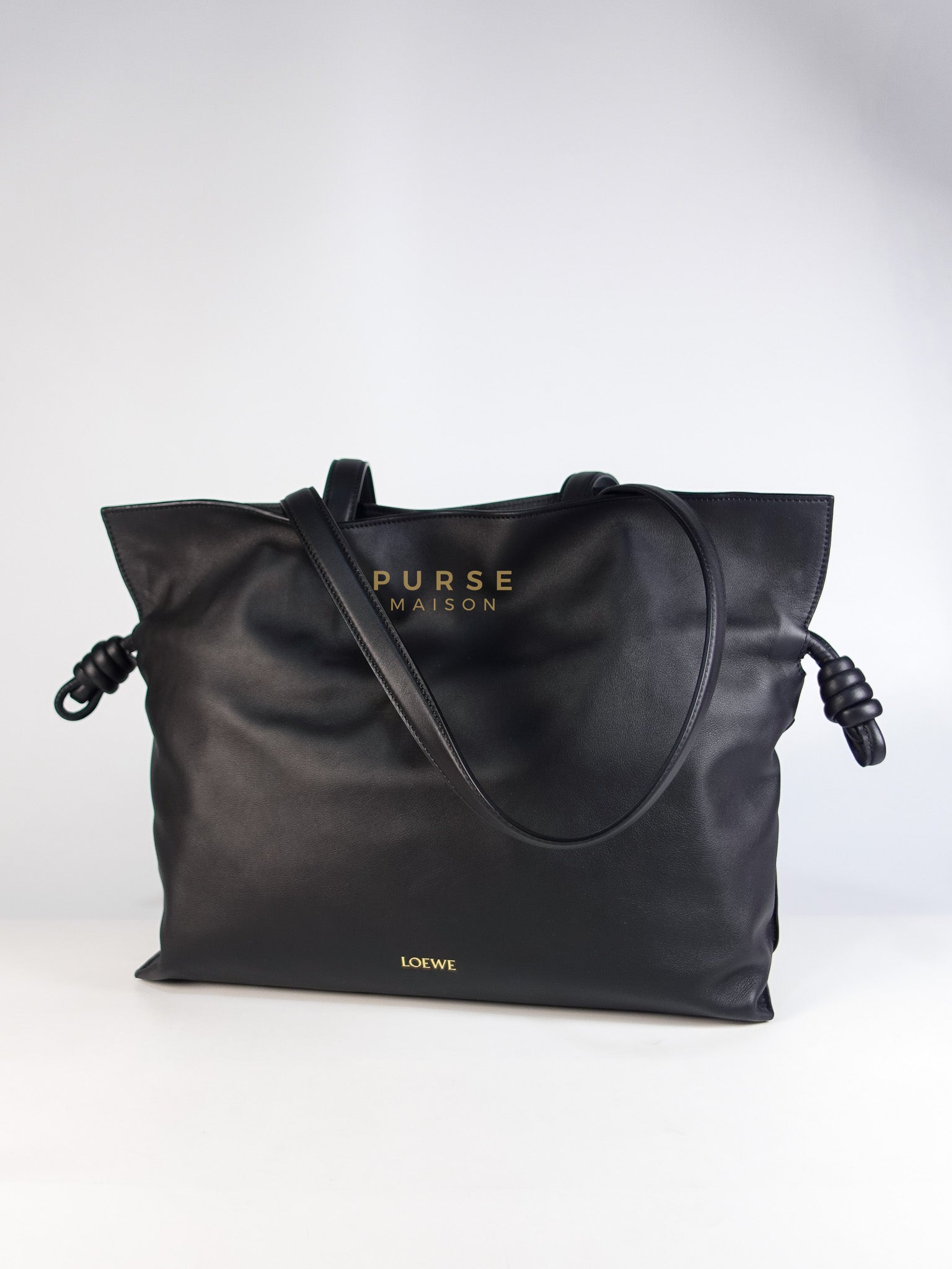 Flamenco Tote Bag Large in Black Nappa Calfskin Leather | Purse Maison Luxury Bags Shop
