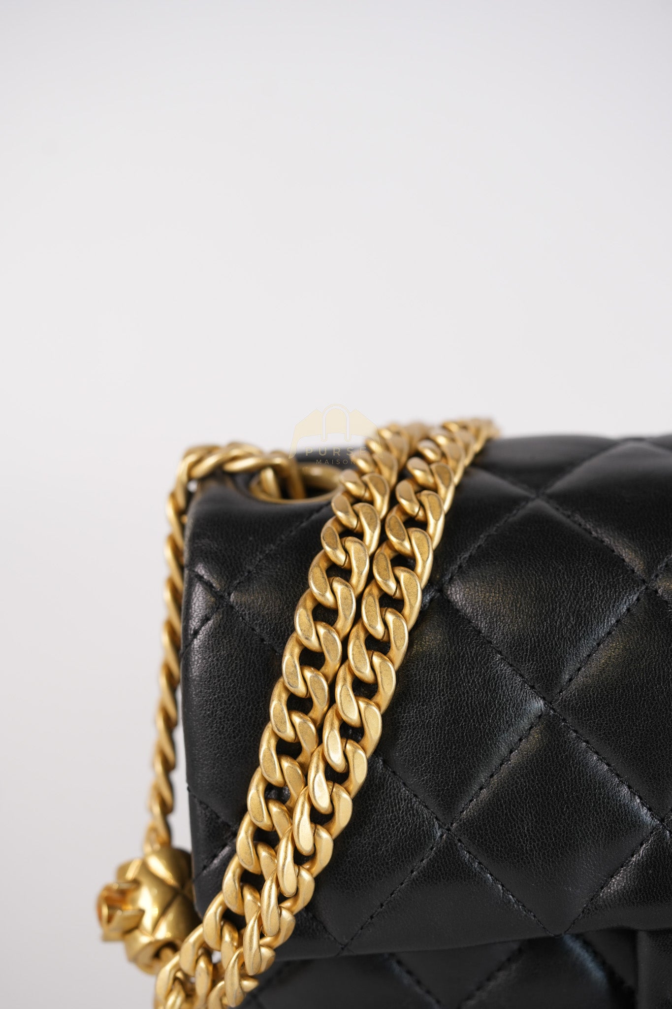 22K Flap Bag Small in Black Lambskin Leather & Gold Hardware Microchip | Purse Maison Luxury Bags Shop