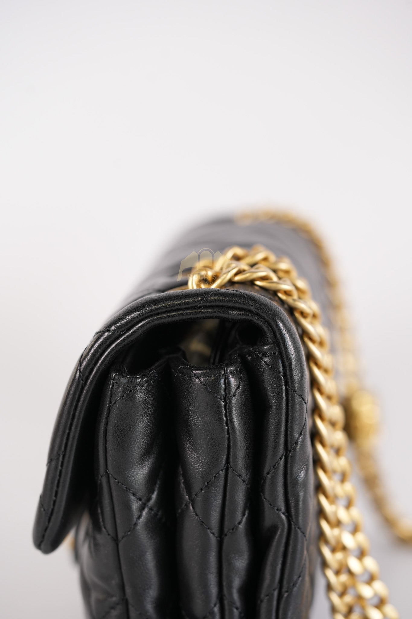 22K Flap Bag Small in Black Lambskin Leather & Gold Hardware Microchip | Purse Maison Luxury Bags Shop