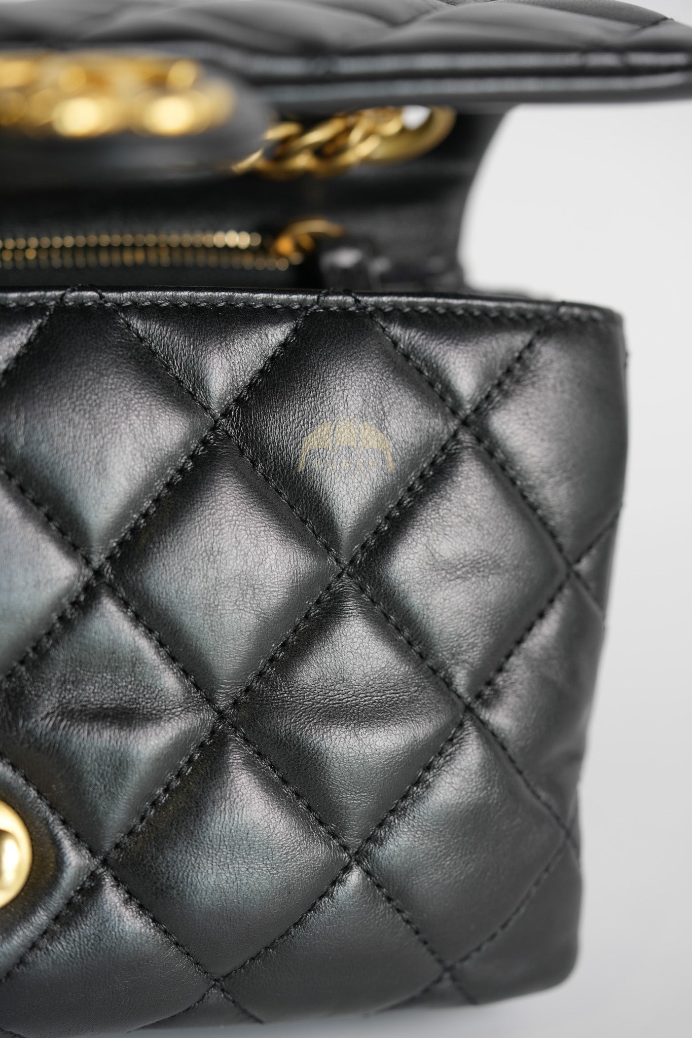 22K Flap Bag Small in Black Lambskin Leather & Gold Hardware Microchip | Purse Maison Luxury Bags Shop