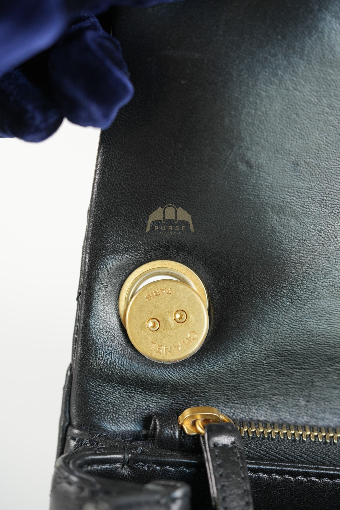 22K Flap Bag Small in Black Lambskin Leather & Gold Hardware Microchip | Purse Maison Luxury Bags Shop