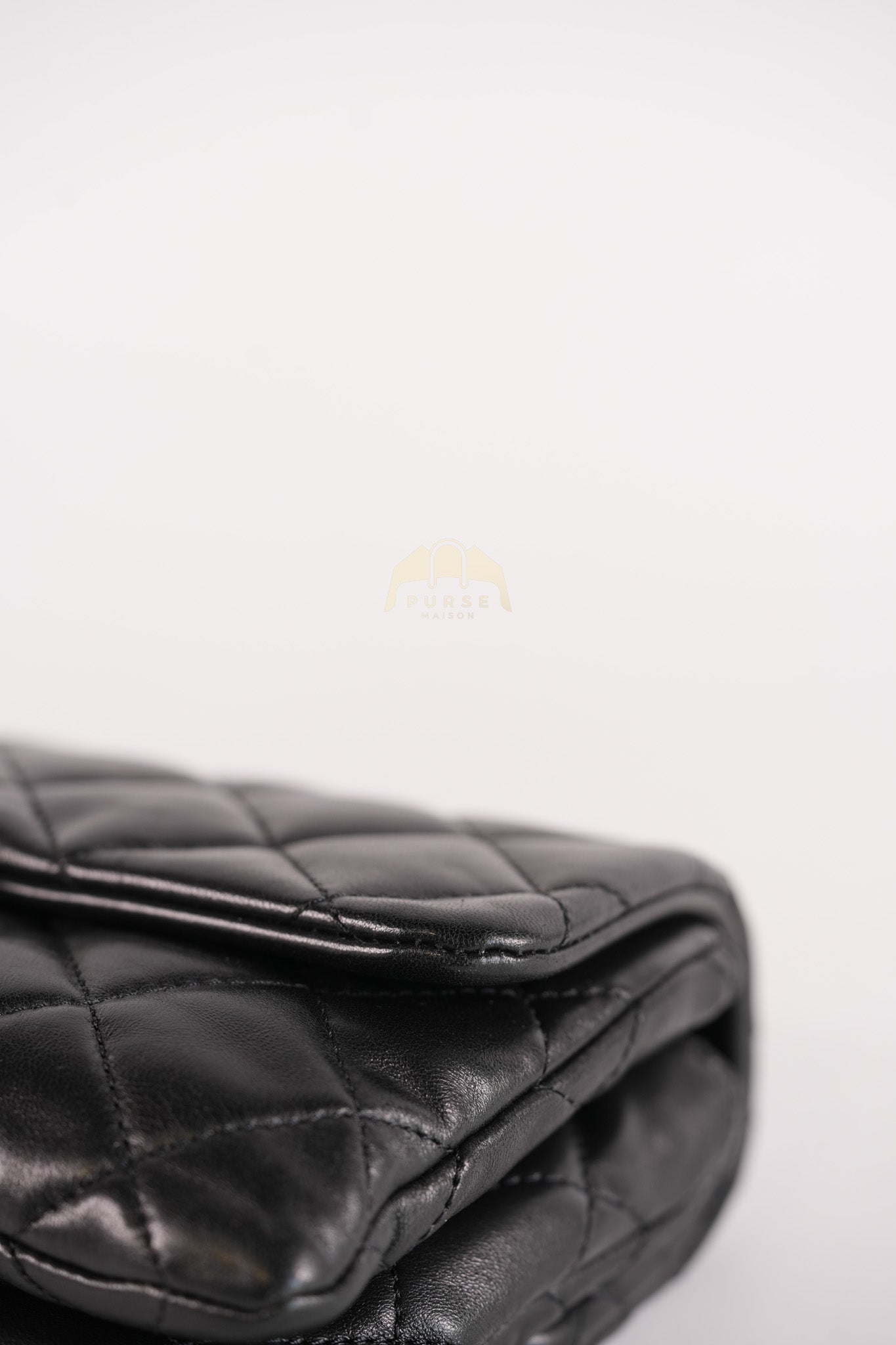 22K Flap Bag Small in Black Lambskin Leather & Gold Hardware Microchip | Purse Maison Luxury Bags Shop