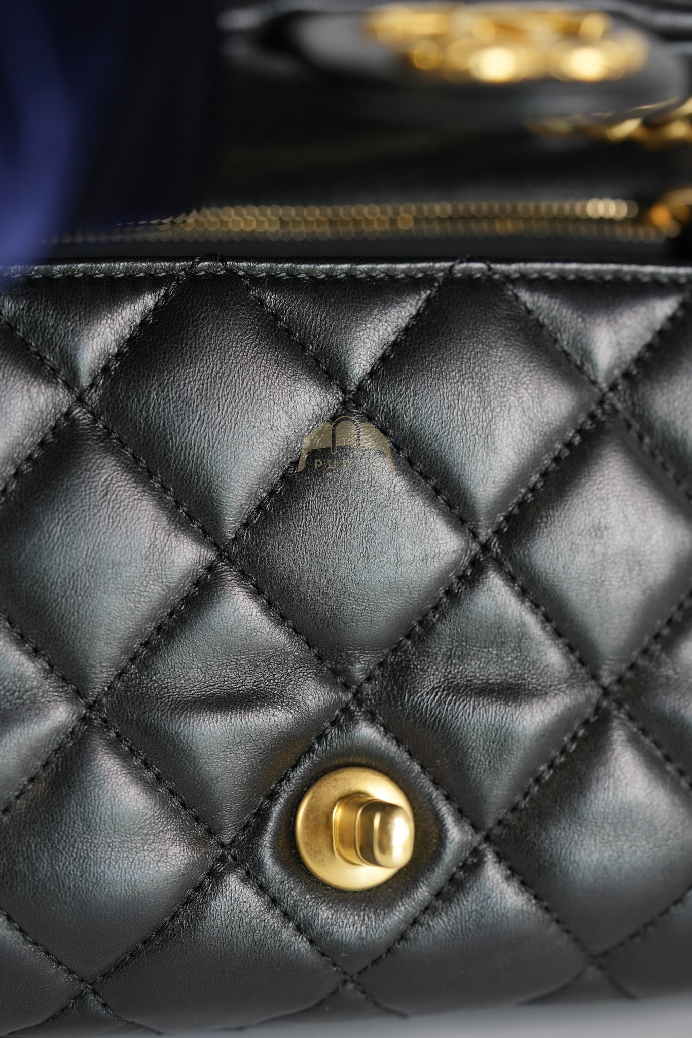 22K Flap Bag Small in Black Lambskin Leather & Gold Hardware Microchip | Purse Maison Luxury Bags Shop